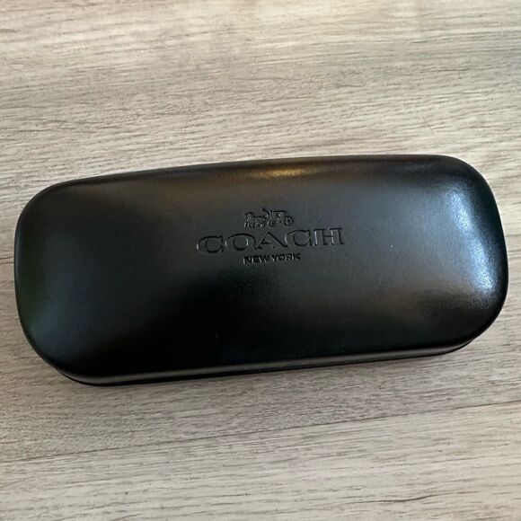 Coach Black Hardshell Eye Glasses Sun Glasses Case with Dust Cloth - Picture 1 of 8